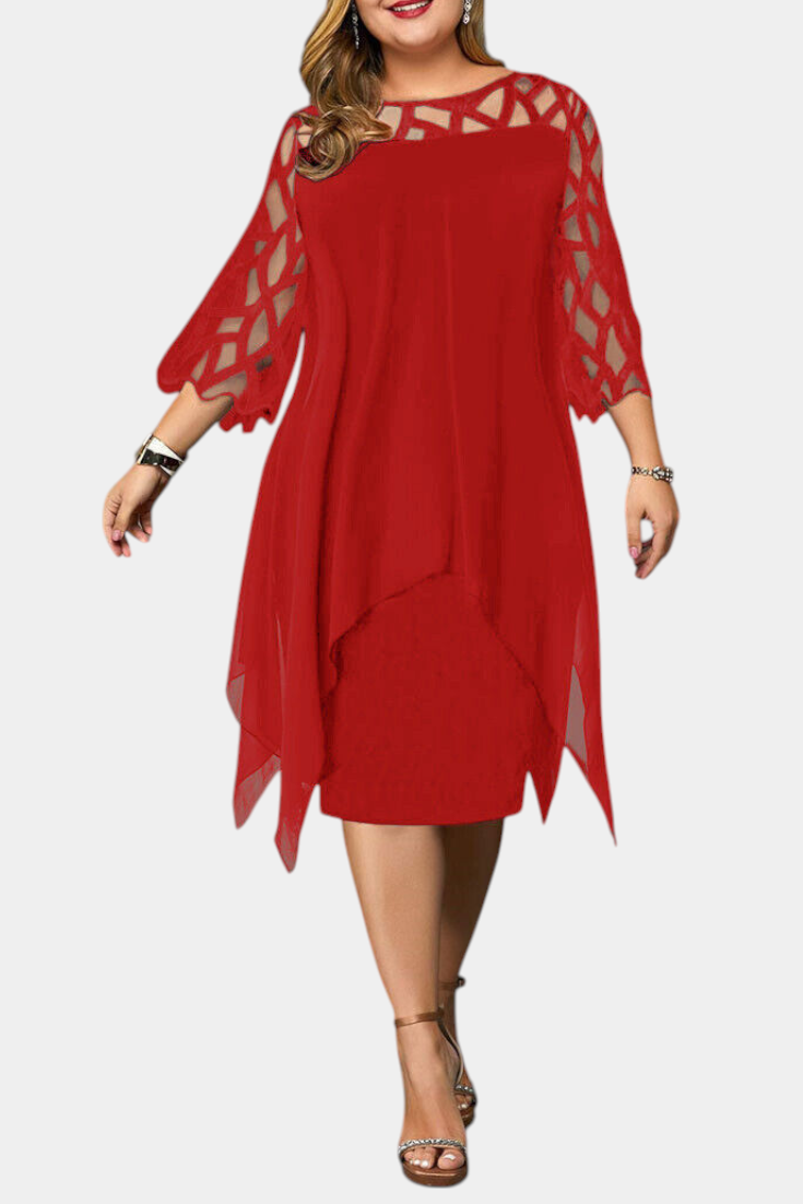 Vestido Midi Yana Exclusivo Talla Grande Con Encaje Chic