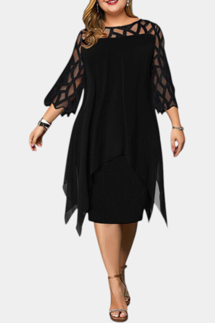 Vestido Midi Yana Exclusivo Talla Grande Con Encaje Chic
