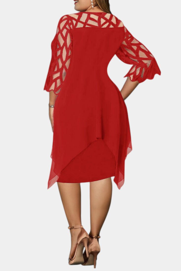 Vestido Midi Yana Exclusivo Talla Grande Con Encaje Chic