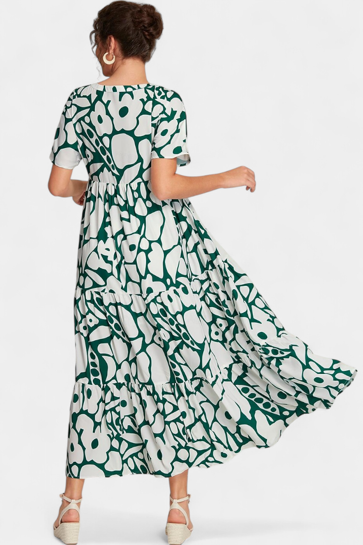 Vuela Con Nélida Vestido Fluido Estampado Con Escote En V