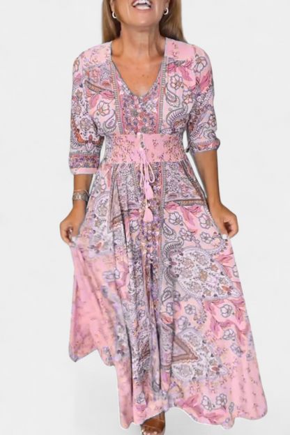 Vestido Verano Dunya Con Escote En V Y Cordón Con Encanto