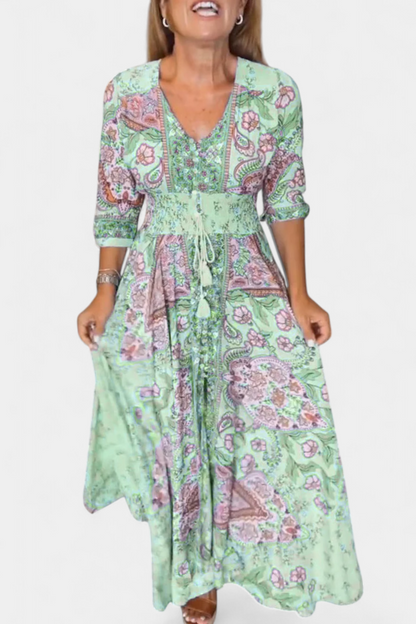 Vestido Verano Dunya Con Escote En V Y Cordón Con Encanto