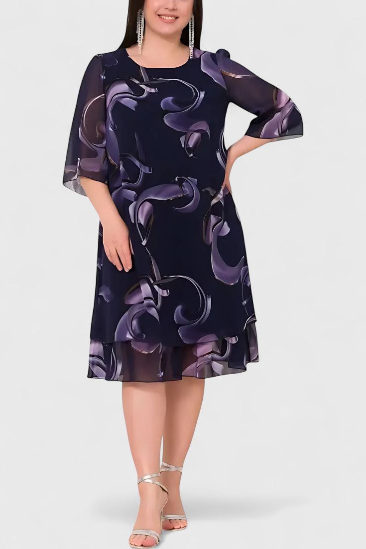 Vestido Gasa Exclusivo Estampado Midnight Swirl Con Encanto