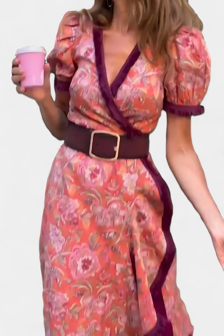 Louisa Vestido Asimétrico Manga Abullonada Muy Chic