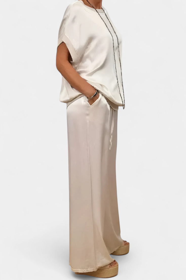 Conjunto Primavera Dos Piezas Con Blusa Fluida Y Listo
