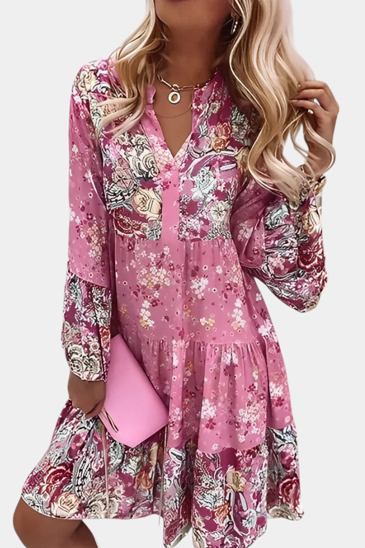Vera Vestido Mini Boho Con Estampado Floral Patchwork