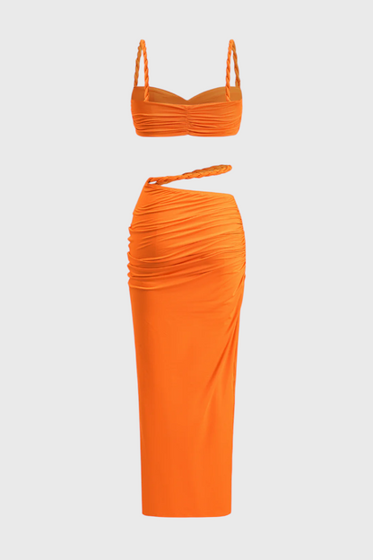Estela Conjunto Falda Chiffon Plisado Degradado Exclusivo