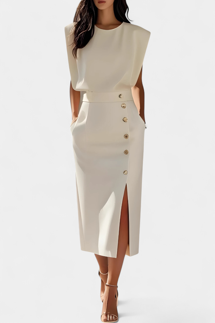 Vestido Midi Manga Larga Botones Exclusivos Y Bolsillo