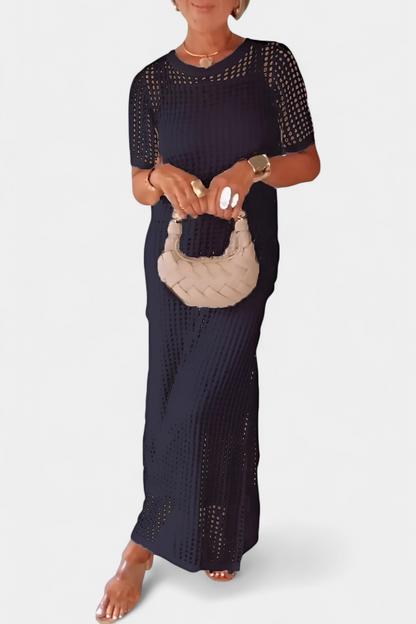 Balbina Vestido Dos Piezas Con Cuello Barco Chic Ligero