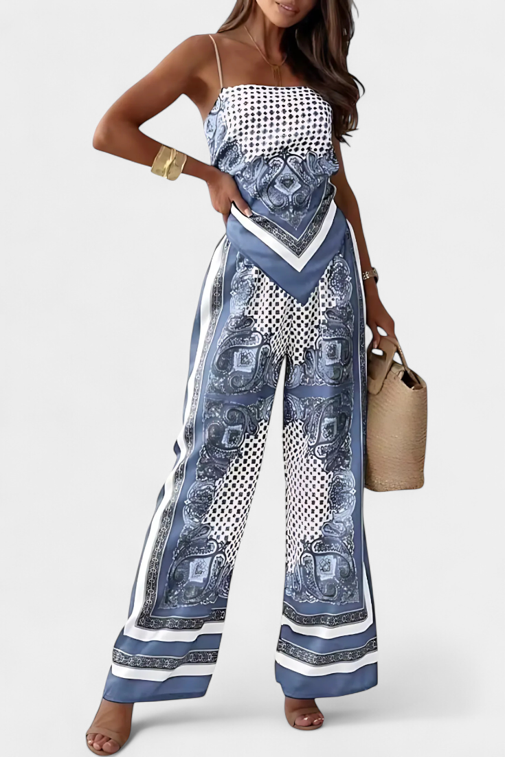 Conjunto Verano Paisley Con Tiras Exclusivo Estilo Audaz