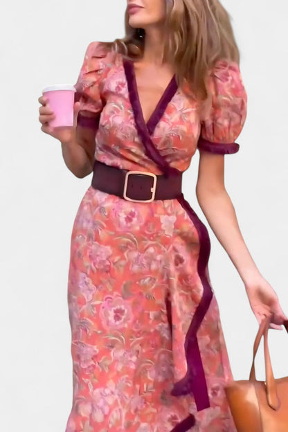 Louisa Vestido Asimétrico Manga Abullonada Muy Chic