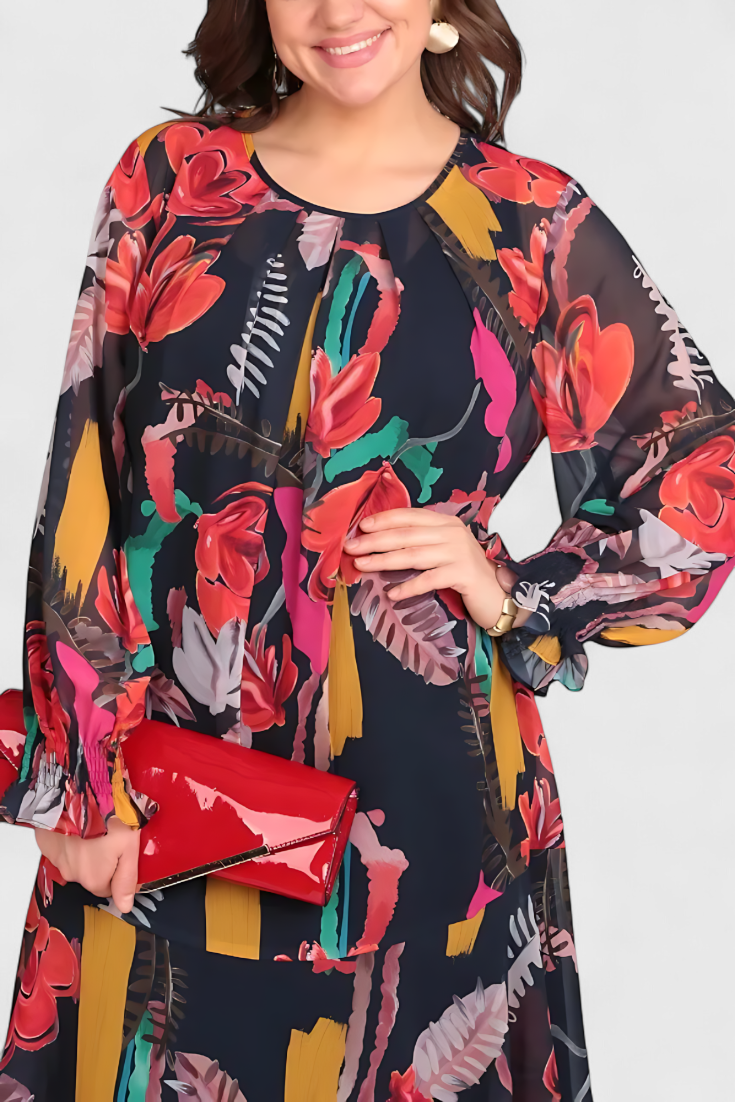 Vestido Midi Floral Ligero Con Estampado Vibrante Y Chic