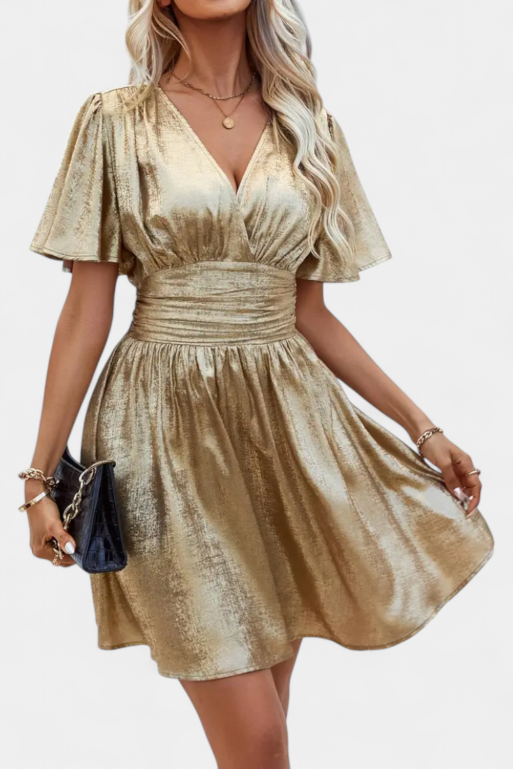 Vestido Seda Adalee Con Escote V Y Cintura Cruzada Muy Chic