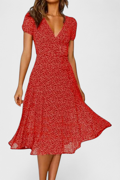 Vestido Midi Diario Con Escote En V Brilla Todo Día