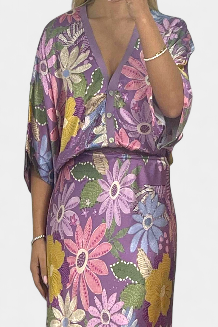 Conjunto Blusa y Falda Cola de Pez Floral Exclusivo