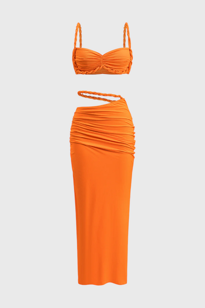 Estela Conjunto Falda Chiffon Plisado Degradado Exclusivo