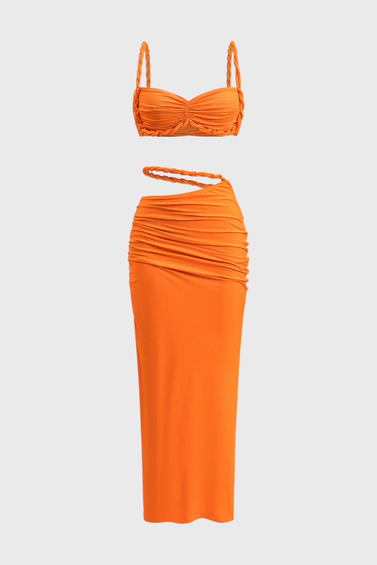 Estela Conjunto Falda Chiffon Plisado Degradado Exclusivo