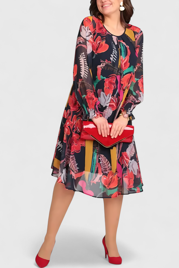 Vestido Midi Floral Ligero Con Estampado Vibrante Y Chic