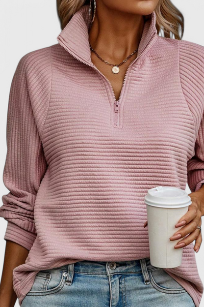 Jersey Helene Luxe Cuello En V Con Cremallera Chic Y Moderno