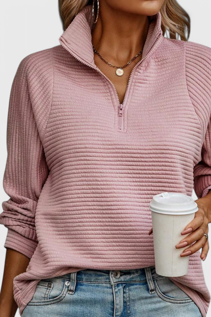 Jersey Helene Luxe Cuello En V Con Cremallera Chic Y Moderno