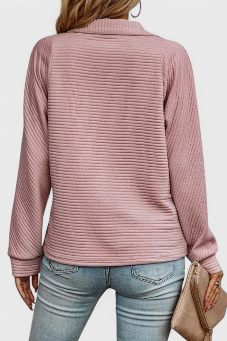 Jersey Helene Luxe Cuello En V Con Cremallera Chic Y Moderno