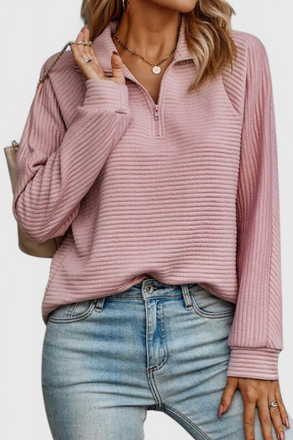 Jersey Helene Luxe Cuello En V Con Cremallera Chic Y Moderno