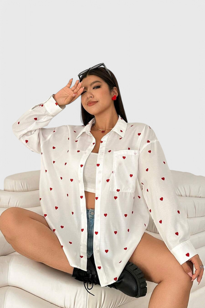 Rhiannon Blusa De Algodón Bordada Con Corazones Coquetos