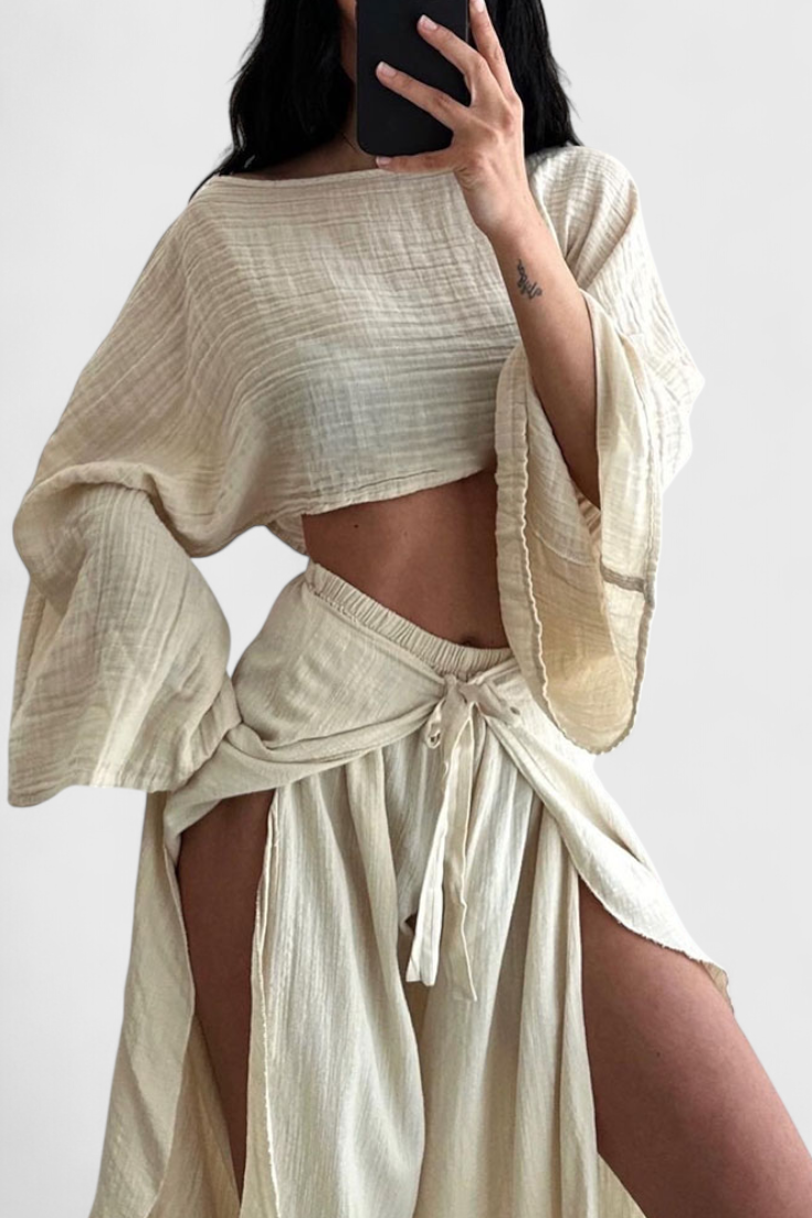 Conjunto Elsie Kimono Divertido Y Pantalón Cruzado Limitada