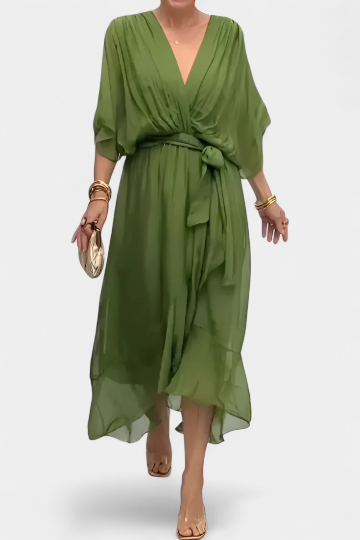 Luisa Vestido Largo Con Escote V Y Corte Flowy Veraniego