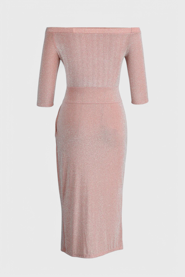 Vestido Maxi Luminoso Alexa Brilla Con Escote Off Shoulder