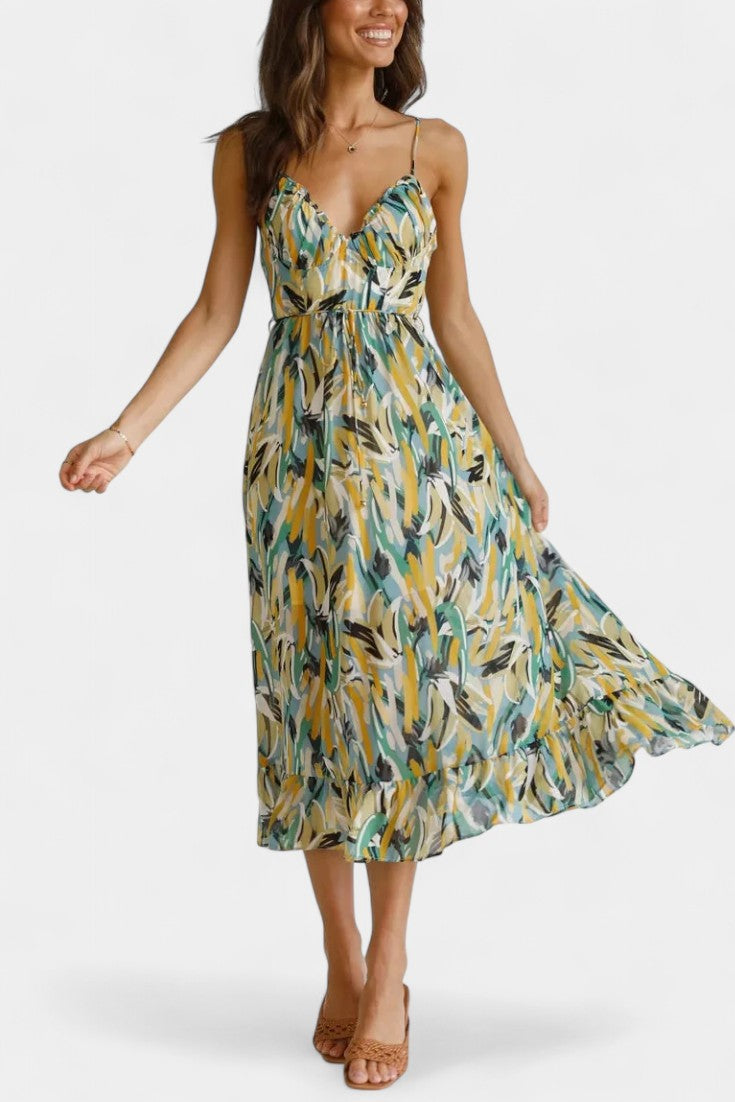 Vestido Midi Impresión Vibrante para Días Brillantes