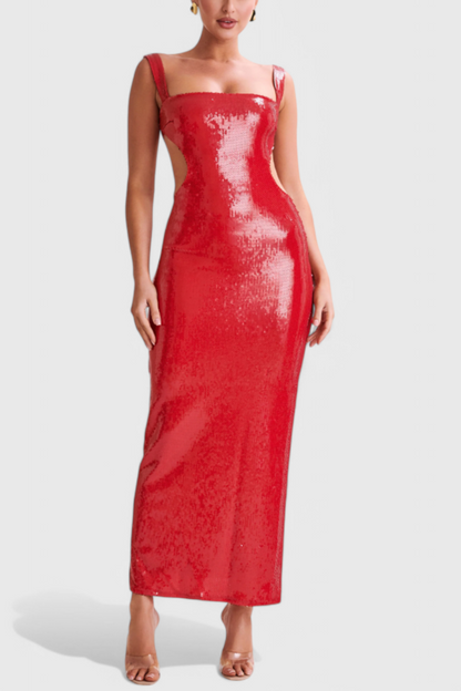 Vestido Ariana Maxi Bodycon Seda Con Brillos Exclusiva
