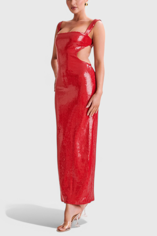 Vestido Ariana Maxi Bodycon Seda Con Brillos Exclusiva