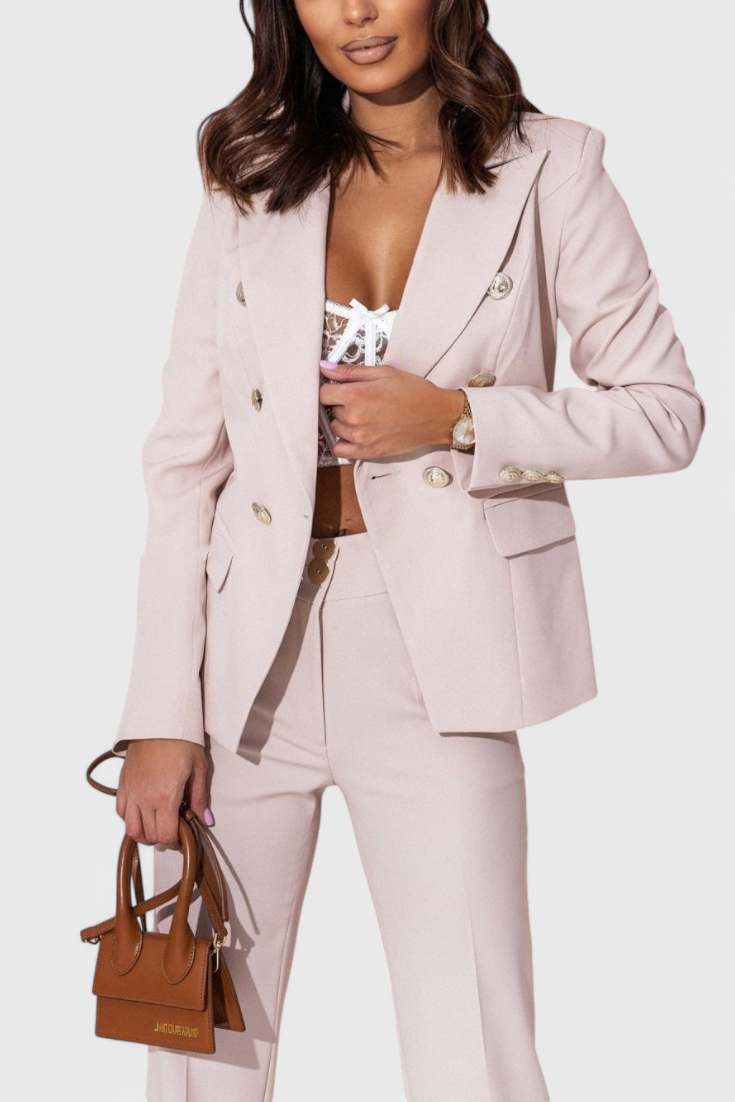 Conjunto Rosalind Blazer Entallado y Pantalones Slim Brilla