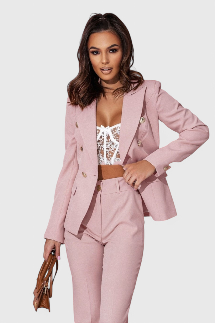 Conjunto Rosalind Blazer Entallado y Pantalones Slim Brilla