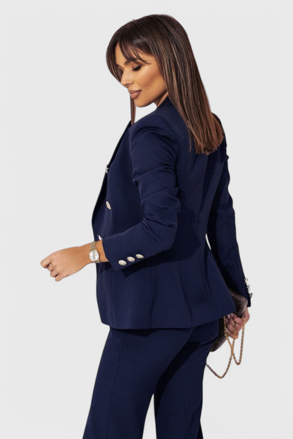Conjunto Rosalind Blazer Entallado y Pantalones Slim Brilla