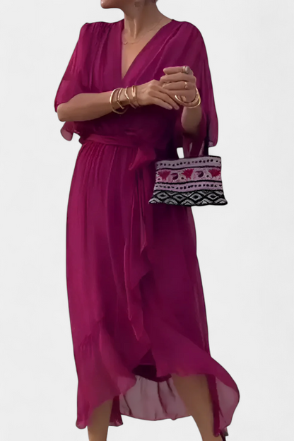 Luisa Vestido Largo Con Escote V Y Corte Flowy Veraniego