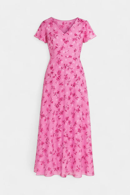 Vestido Maxi Floral Amara Con Escote En V Mangas Aladas