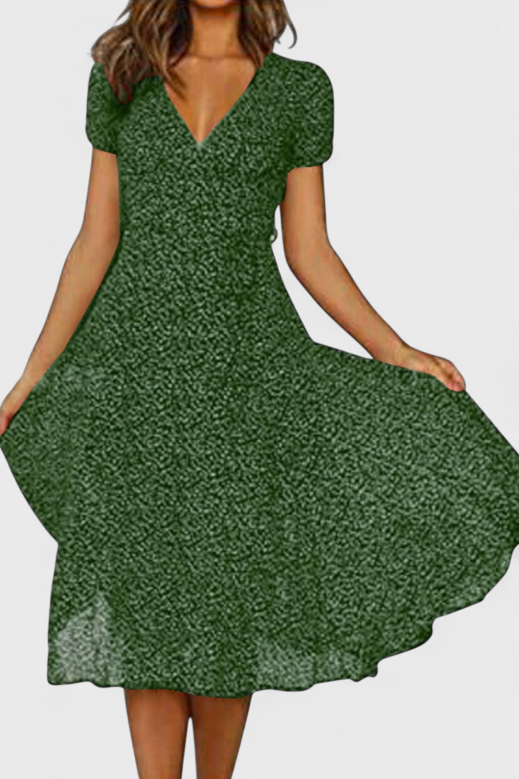 Vestido Midi Diario Con Escote En V Brilla Todo Día