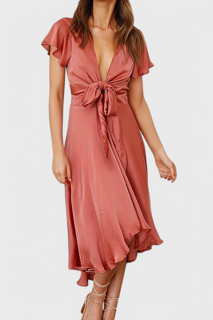 Vestido Franzi Elegante Con Escote En V Vintage Divertido