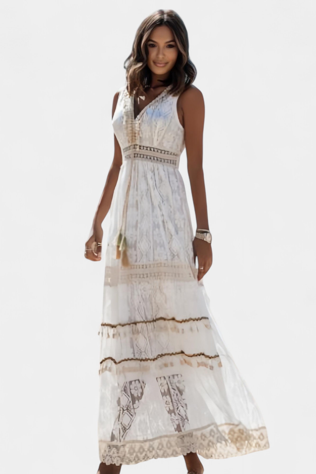 Vestido Maxi de Encaje Boho con Bordados que Enamoran