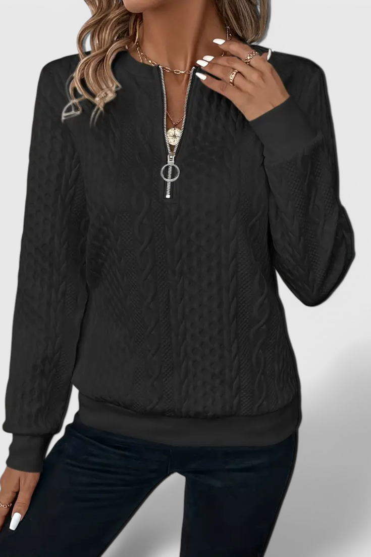 Jersey de Punto Premium Zoey con Cremallera Pulida Exclusiva