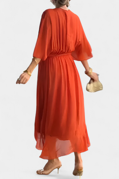 Luisa Vestido Largo Con Escote V Y Corte Flowy Veraniego