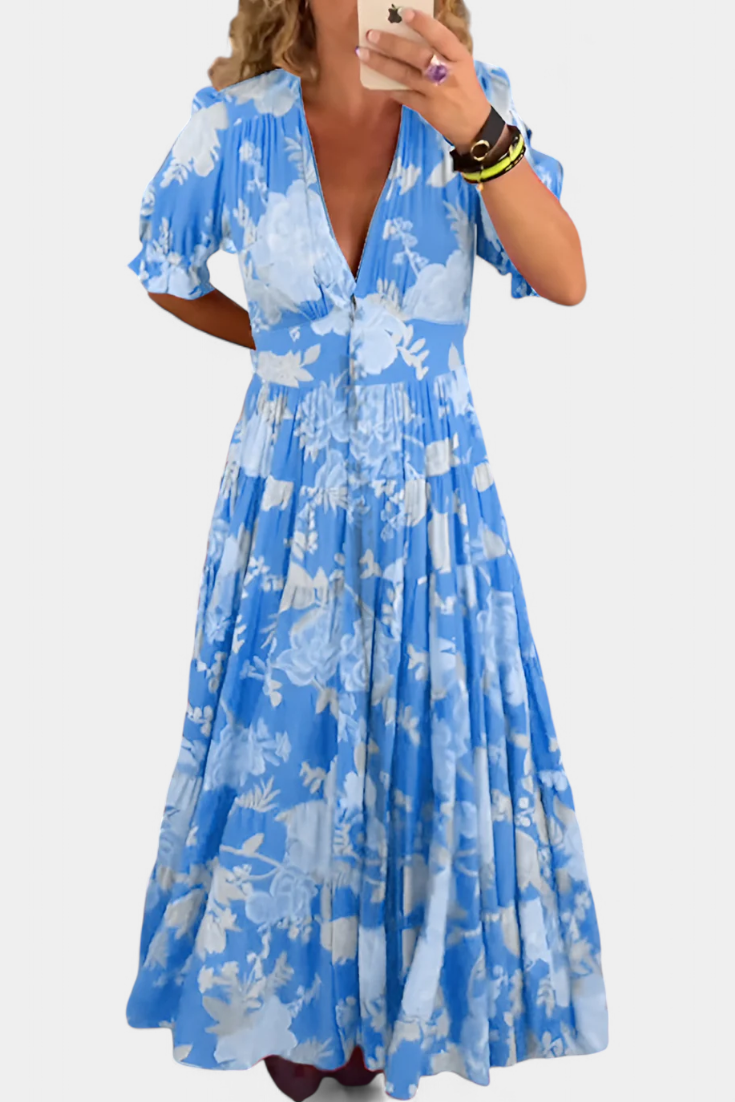 Vestido Floral Con Escote En V Listo Para Brillar Hoy