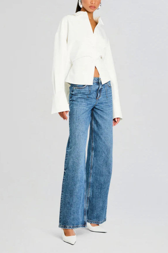 Camisa de Botones Grace Draped con Caída Artística