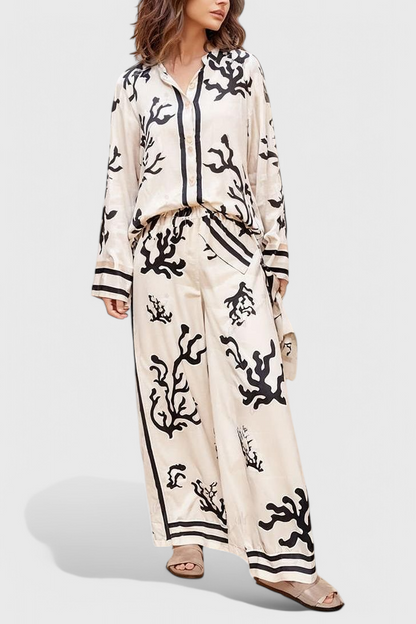Conjunto Nazaret Pierna Ancha Estampado Artístico Exclusivo