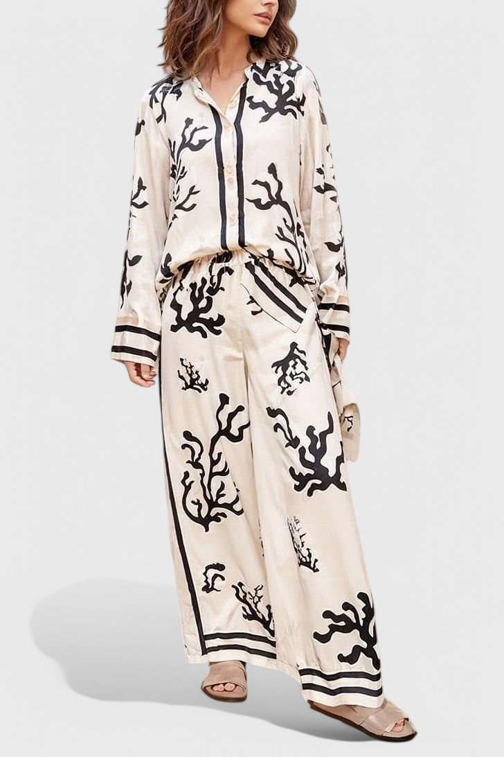 Conjunto Nazaret Pierna Ancha Estampado Artístico Exclusivo