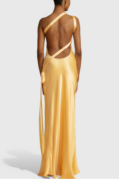 Vestido Maxi Brillante Lucra Con Espalda Descubierta