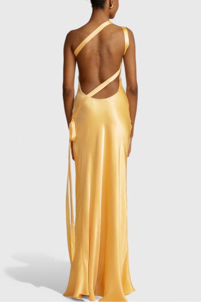 Vestido Maxi Brillante Lucra Con Espalda Descubierta