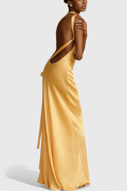 Vestido Maxi Brillante Lucra Con Espalda Descubierta